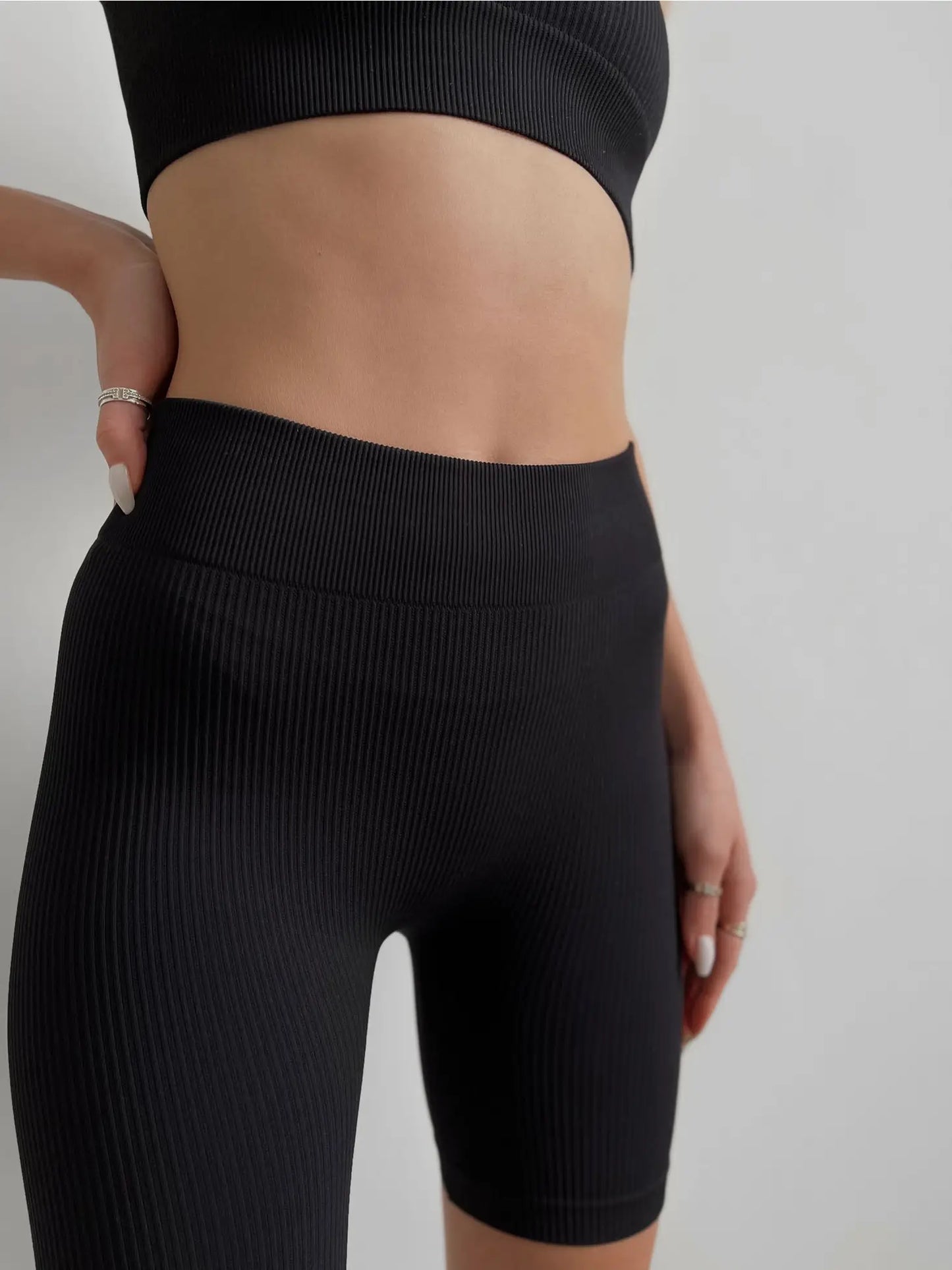 Stretch Fitness Radler-Shorts Schwarz