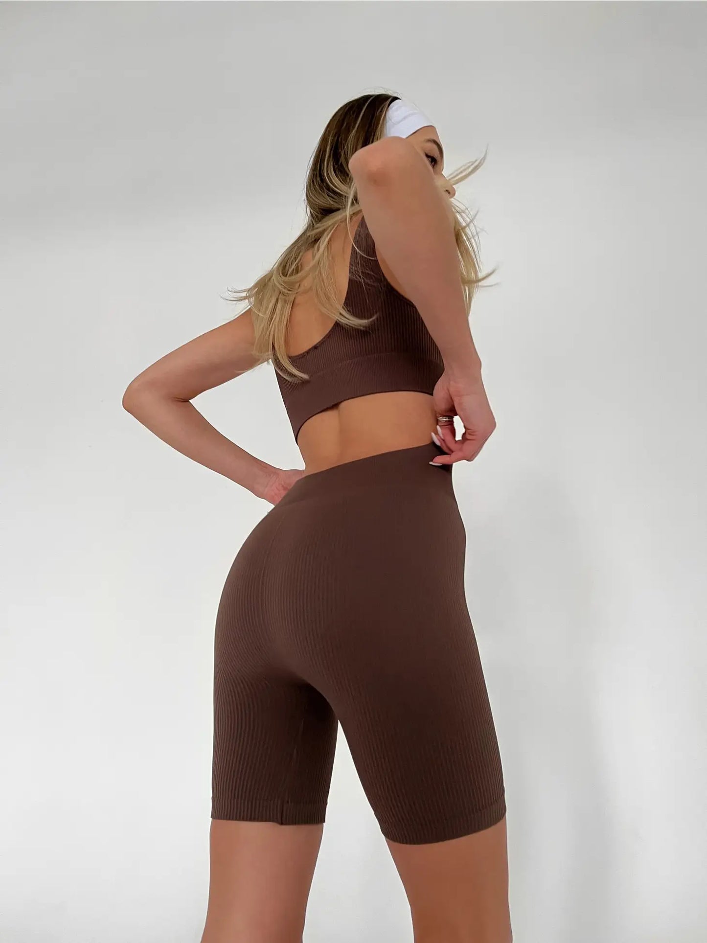 Stretch Fitness Radler-Shorts Braun