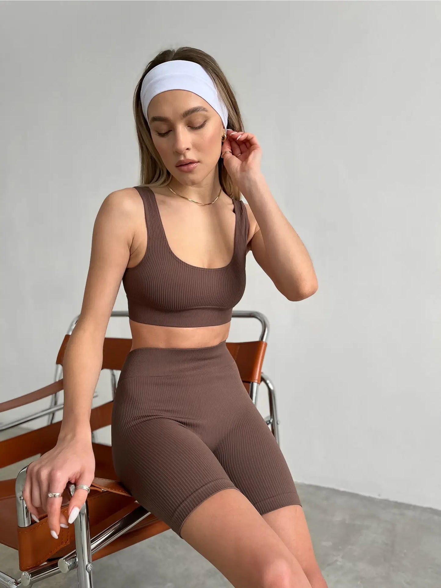 Stretch Fitness Radler-Shorts Braun